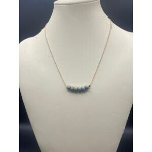Gold-Tone Station Necklace with Cobalt Blue Glazed Ceramic Beads & Extender